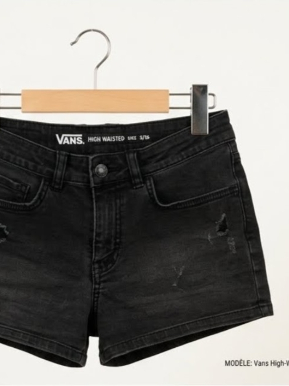 Vans Black High-Waisted Distressed Denim Shorts Size 26